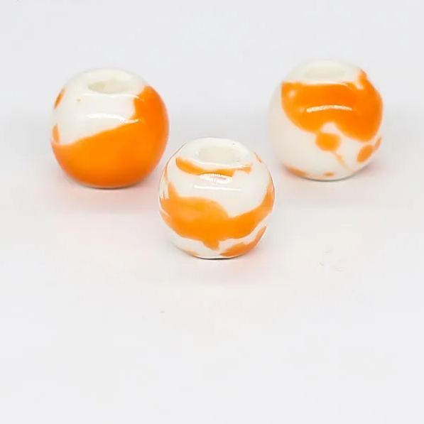 Handmade 8.6mm Spray Color Glaze Ceramic Round Beads 100pcs