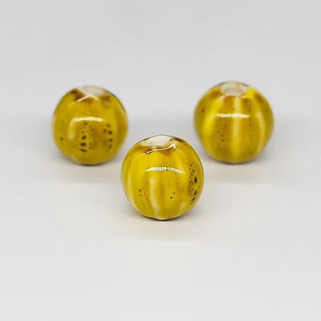 Handmade 12mm Watermelon Grain Color Glaze Ceramic Round Beads 100pcs