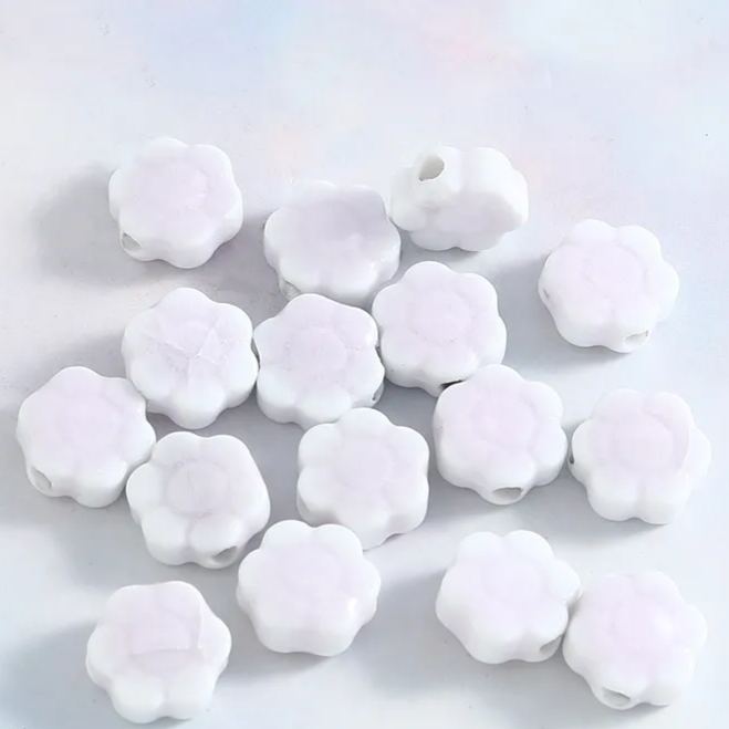 Handmade 10mm Daisy Flower Ceramic Beads 10pcs