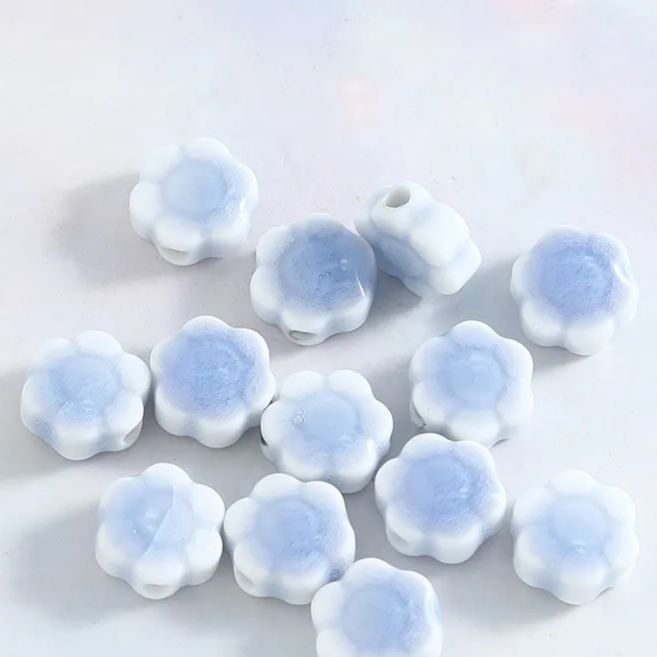 Handmade 10mm Daisy Flower Ceramic Beads 10pcs