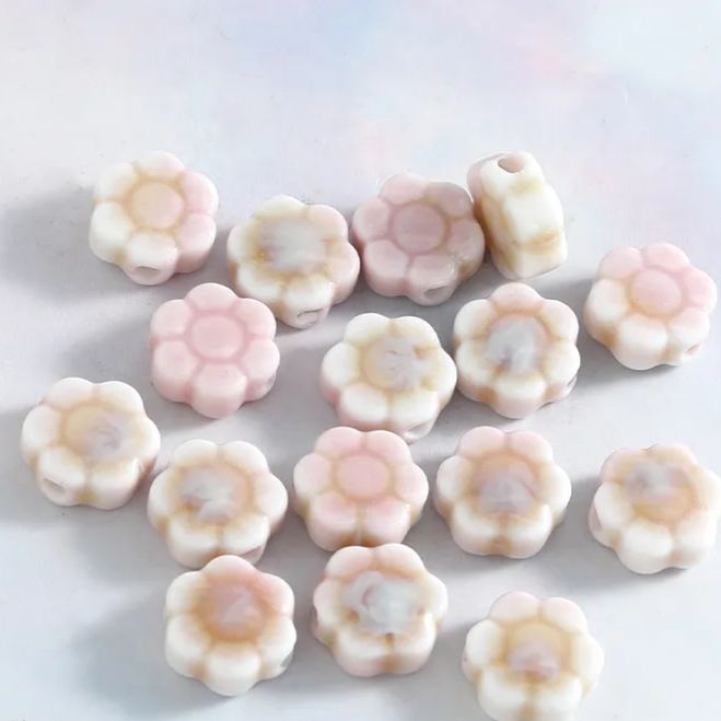 Handmade 10mm Daisy Flower Ceramic Beads 10pcs
