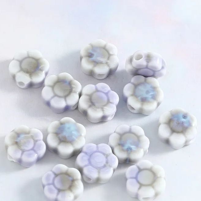 Handmade 10mm Daisy Flower Ceramic Beads 10pcs