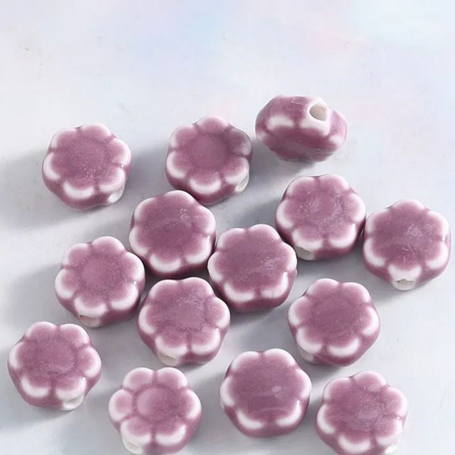Handmade 10mm Daisy Flower Ceramic Beads 10pcs