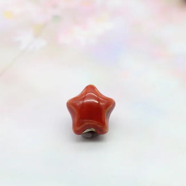 Handmade 16mm Color Glaze Ceramic Star Beads 10pcs