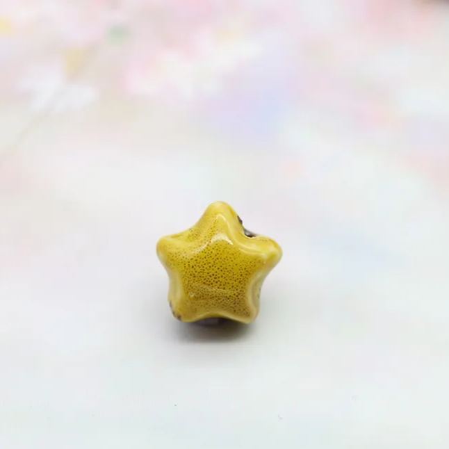 Handmade 16mm Color Glaze Ceramic Star Beads 10pcs