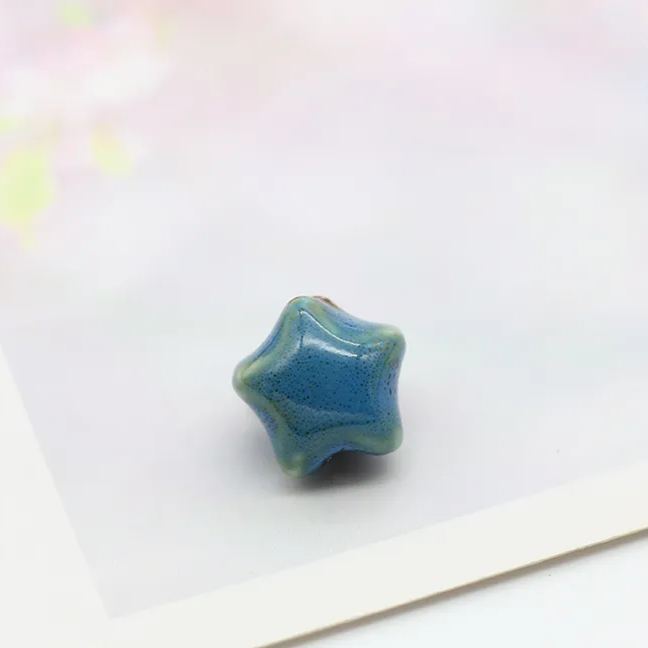 Handmade 16mm Color Glaze Ceramic Star Beads 10pcs