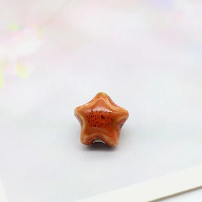 Handmade 16mm Color Glaze Ceramic Star Beads 10pcs