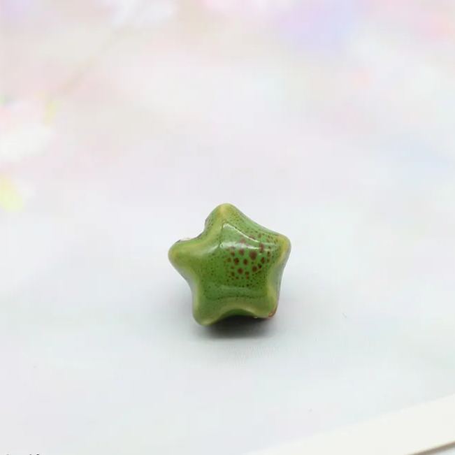 Handmade 16mm Color Glaze Ceramic Star Beads 10pcs