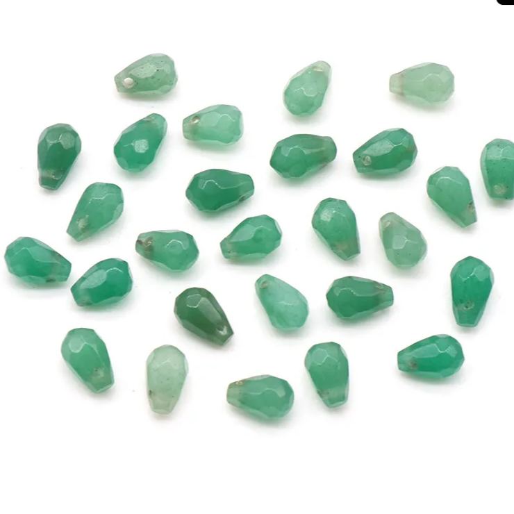 Gemstone Faced Cut Waterdrop Shaped Charm with Cross Hole 10 Beads