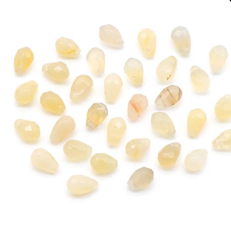 Gemstone Faced Cut Waterdrop Shaped Charm with Cross Hole 10 Beads