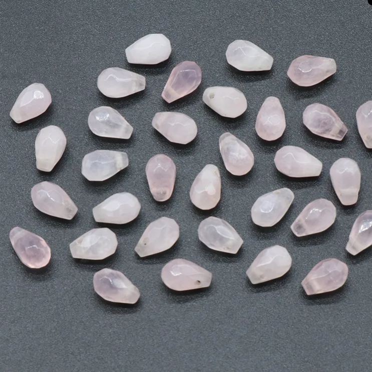 Gemstone Faced Cut Waterdrop Shaped Charm with Cross Hole 10 Beads