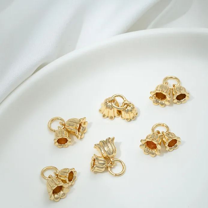 14k Gold Plated Brass Flower Lily of The Valley Pendant