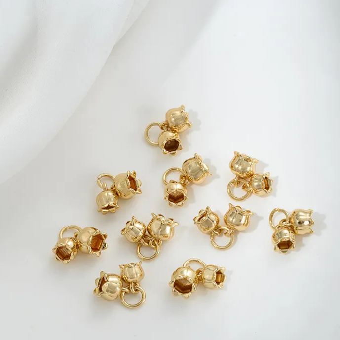 14k Gold Plated Brass Flower Lily of The Valley Pendant