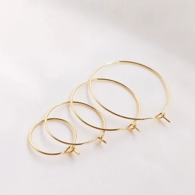 14k Gold Plated Round Circle Loops Earrings Accessory 15mm 20mm 25mm 30mm