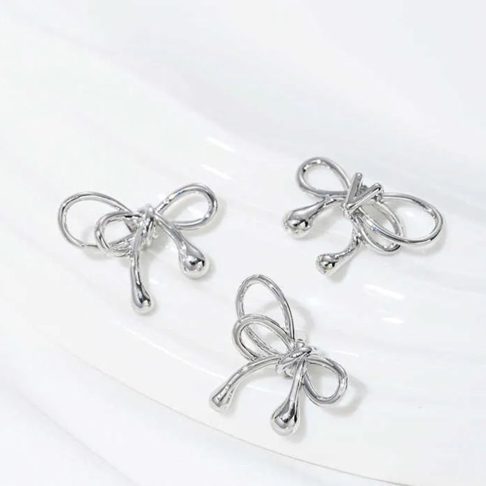 Delicate Gold Plated Three Dimensional Bow Spacer Bead Jewelry Charms