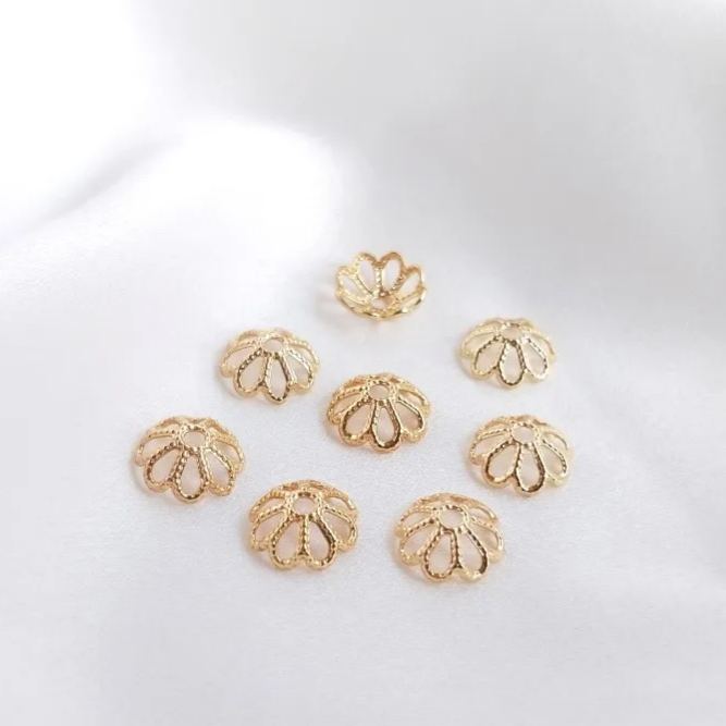 Gold Plated Flower Shaped Bead Cap Spacer Accessory 10pcs