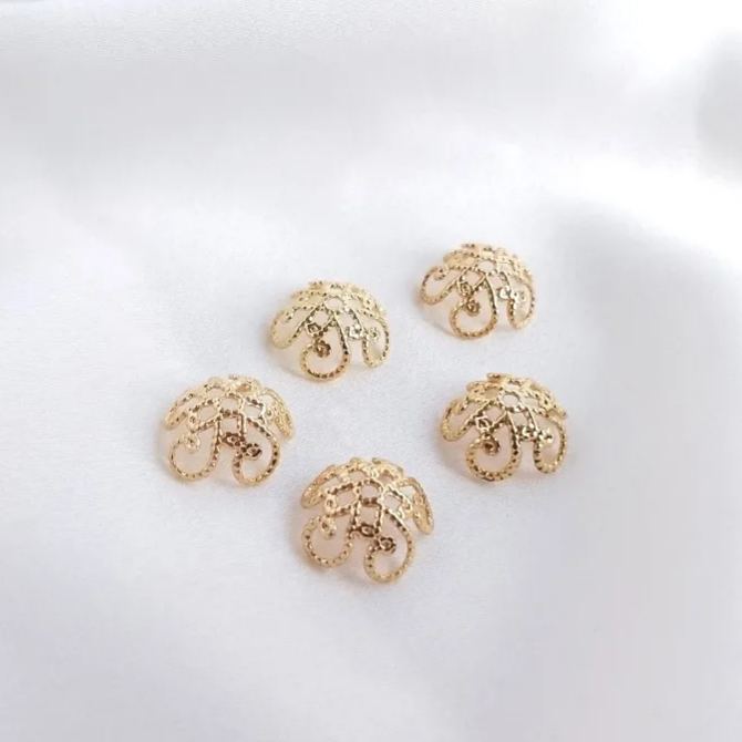 Gold Plated Flower Shaped Bead Cap Spacer Accessory 10pcs