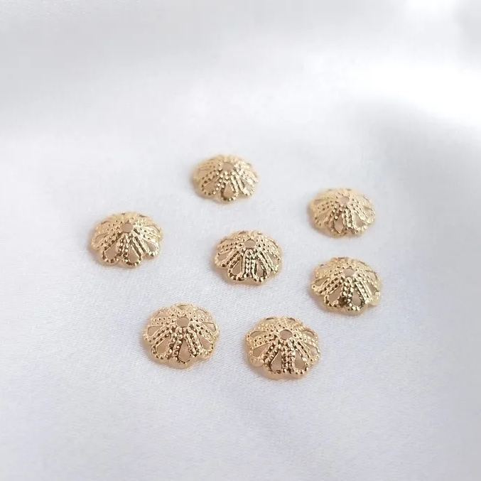 Gold Plated Flower Shaped Bead Cap Spacer Accessory 10pcs