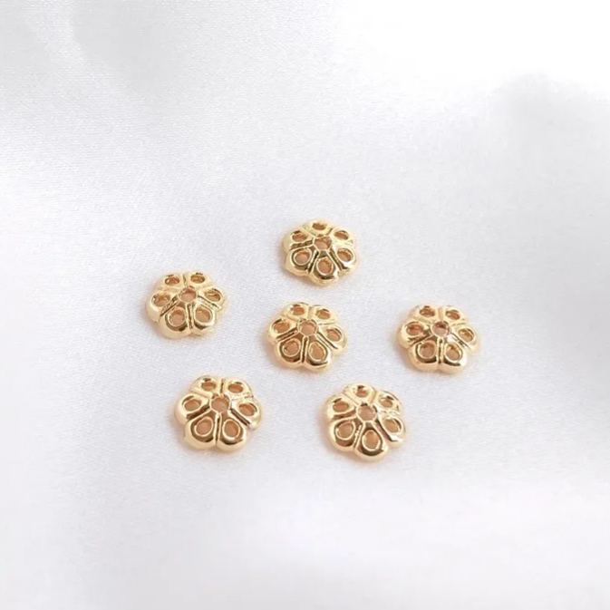 Gold Plated Flower Shaped Bead Cap Spacer Accessory 10pcs