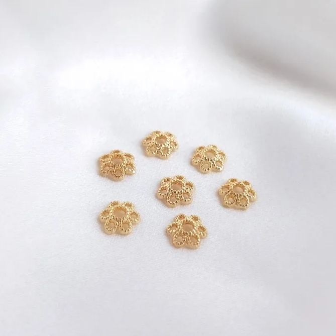 Gold Plated Flower Shaped Bead Cap Spacer Accessory 10pcs