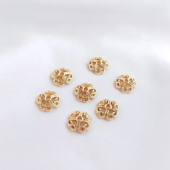 Gold Plated Flower Shaped Bead Cap Spacer Accessory 10pcs