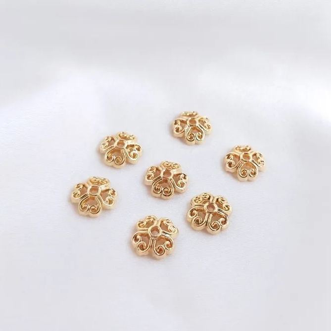 Gold Plated Flower Shaped Bead Cap Spacer Accessory 10pcs