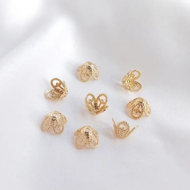 Gold Plated Flower Shaped Bead Cap Spacer Accessory 10pcs