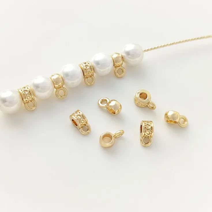 Gold Plated Spacer Beads with Hanging Ring Pendant Accessory 10PCS