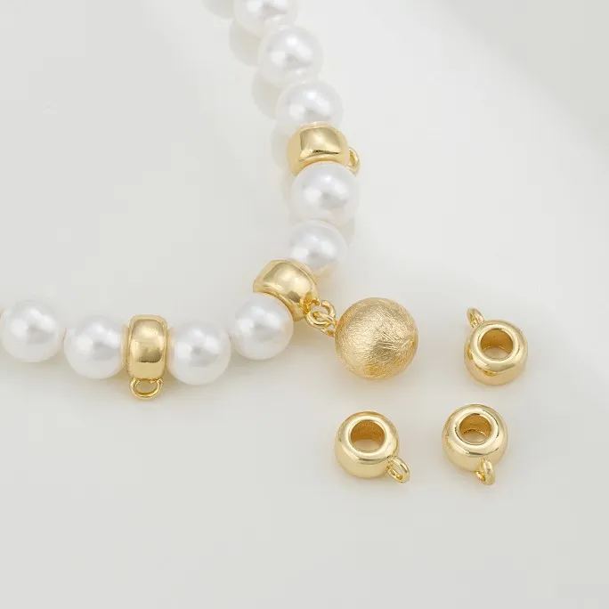 Gold Plated Spacer Beads with Hanging Ring Pendant Accessory 10PCS