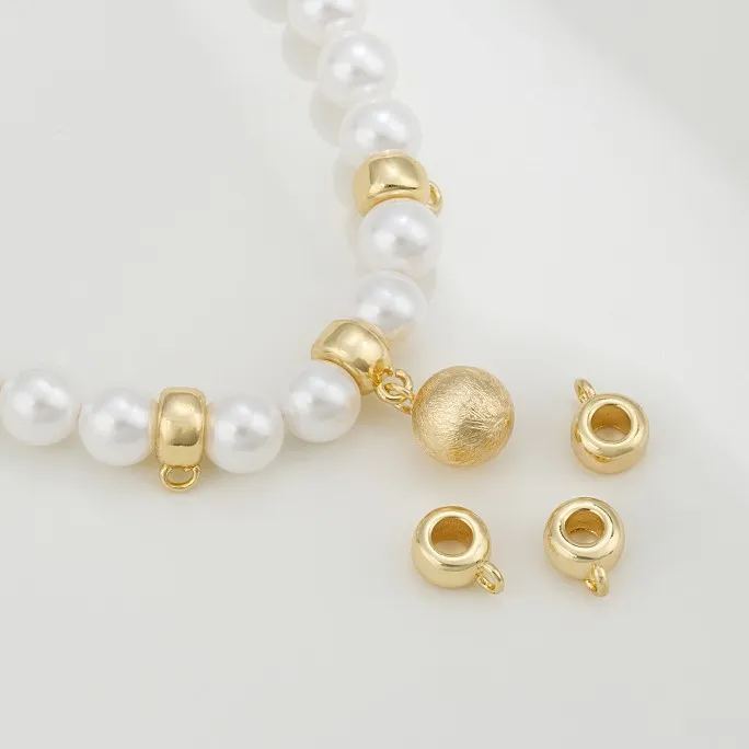 Gold Plated Spacer Beads with Hanging Ring Pendant Accessory 10PCS