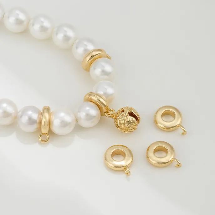Gold Plated Spacer Beads with Hanging Ring Pendant Accessory 10PCS