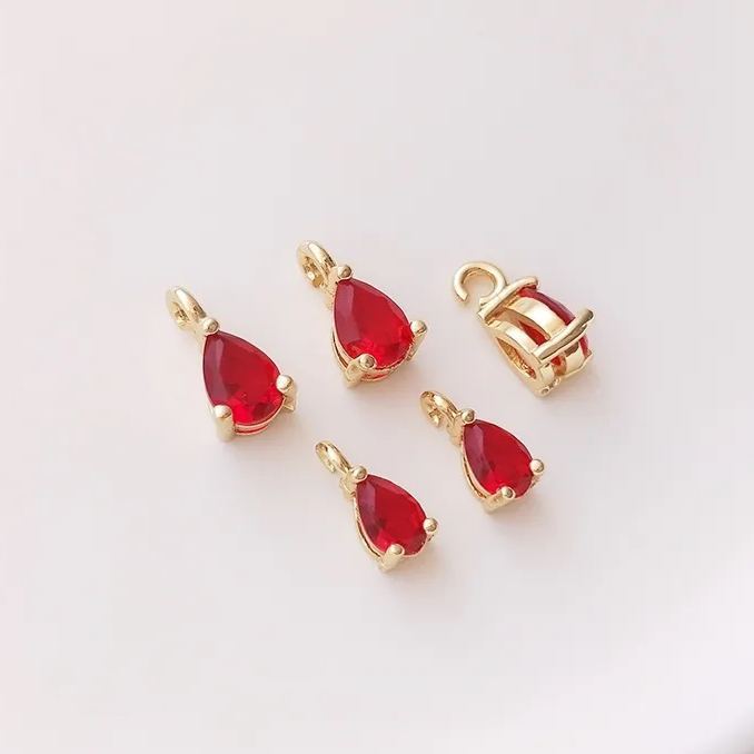 Teardrop Shaped Zirconia Pendant with Opening Hanging Ring Jewelry Charms