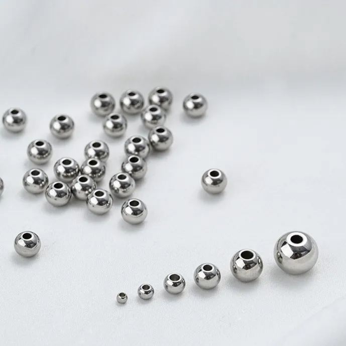 Titanium Steel Smooth Round Beads for Jewelry DIY