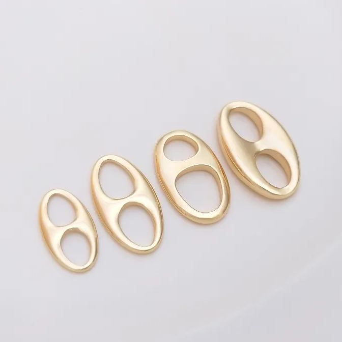 Gold Plated Oval Shaped Dual Hole Connector Accessory for Jewelry Making