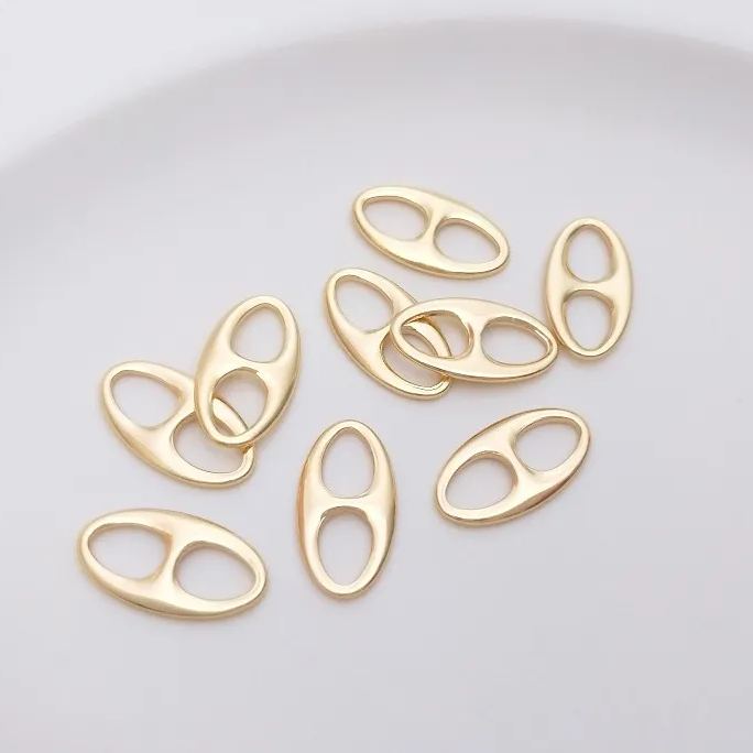 Gold Plated Oval Shaped Dual Hole Connector Accessory for Jewelry Making