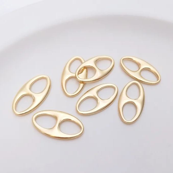Gold Plated Oval Shaped Dual Hole Connector Accessory for Jewelry Making