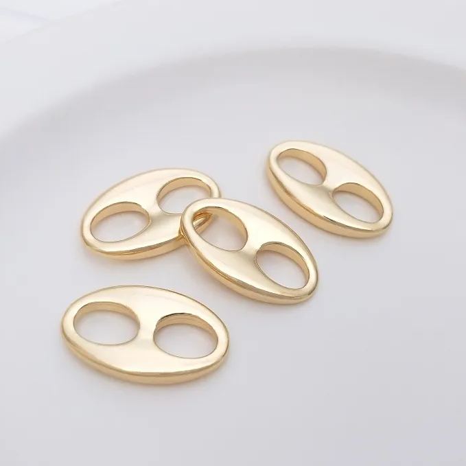 Gold Plated Oval Shaped Dual Hole Connector Accessory for Jewelry Making