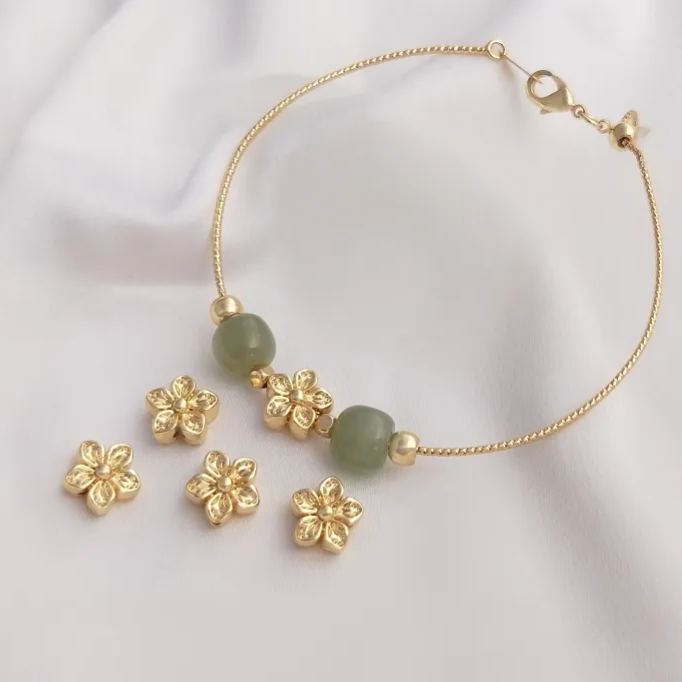 Gold Plated Flower Spacer Beads for Jewelry DIY 10pcs