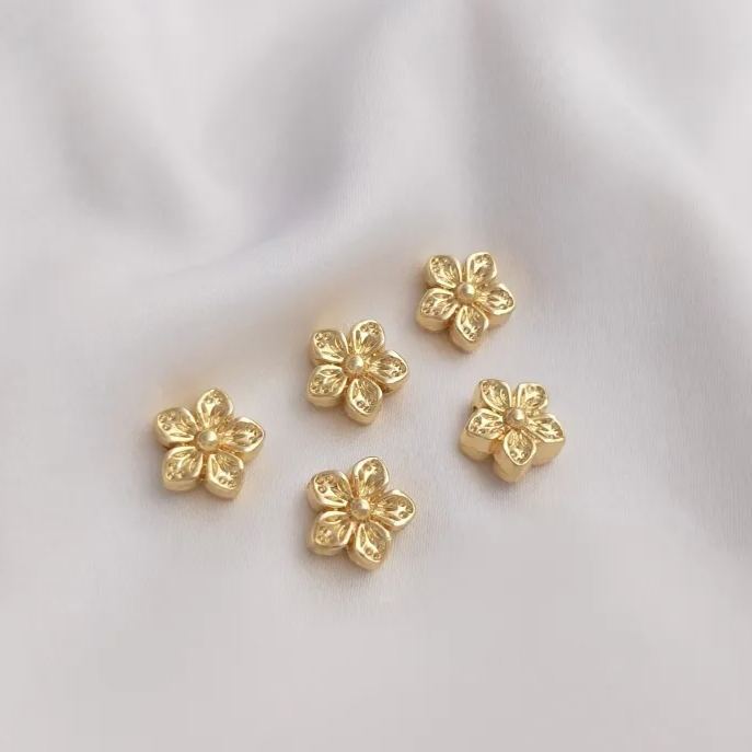 Gold Plated Flower Spacer Beads for Jewelry DIY 10pcs