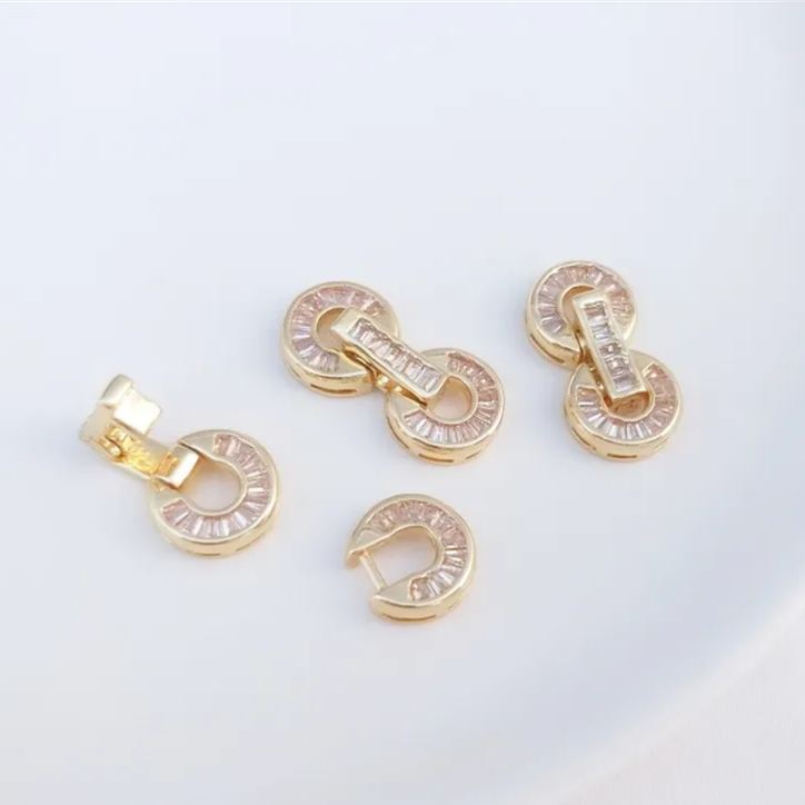 Zirconia Inlaid Two Rings Buckle for Necklace and Bracelet Making