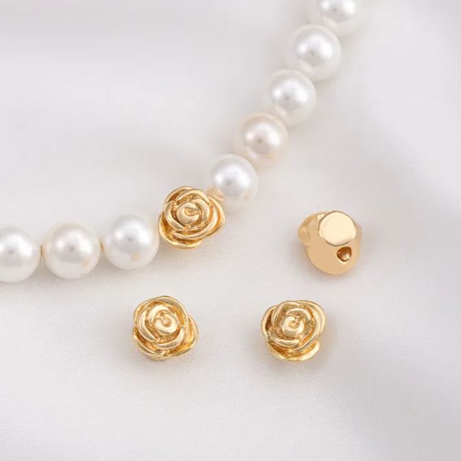 Gold Plated Flower Spacer Beads for Jewelry DIY 10pcs