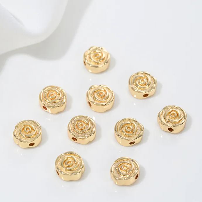 Gold Plated Flower Spacer Beads for Jewelry DIY 10pcs