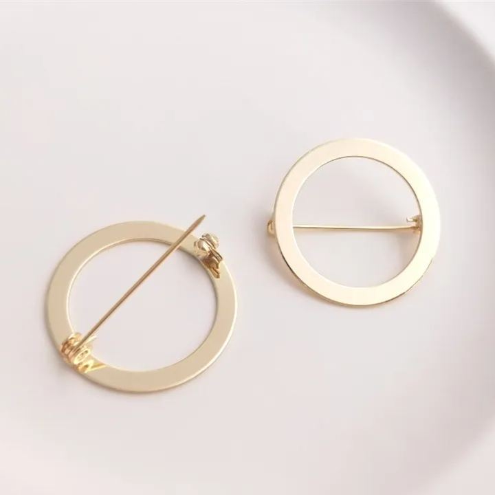 Gold Plated Round Circle Brooch Pin Accessory