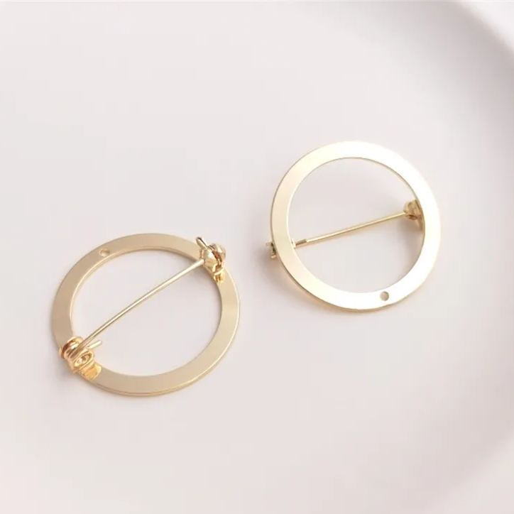 Gold Plated Round Circle Brooch Pin Accessory