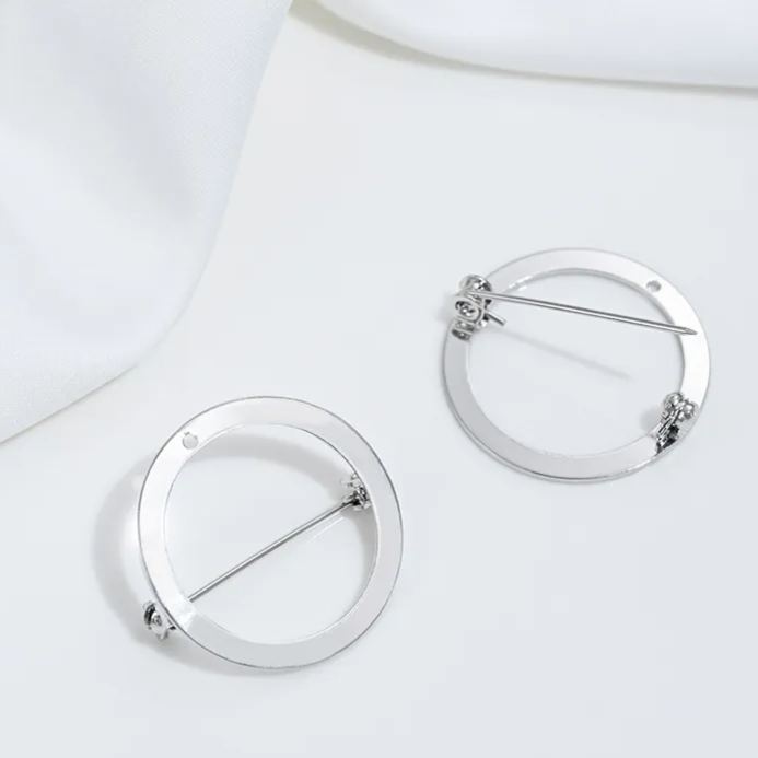 Gold Plated Round Circle Brooch Pin Accessory