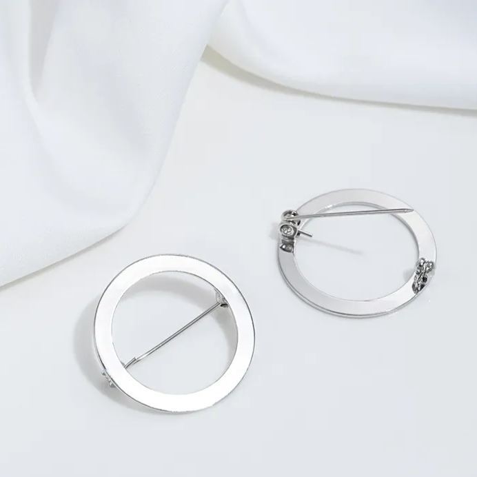 Gold Plated Round Circle Brooch Pin Accessory