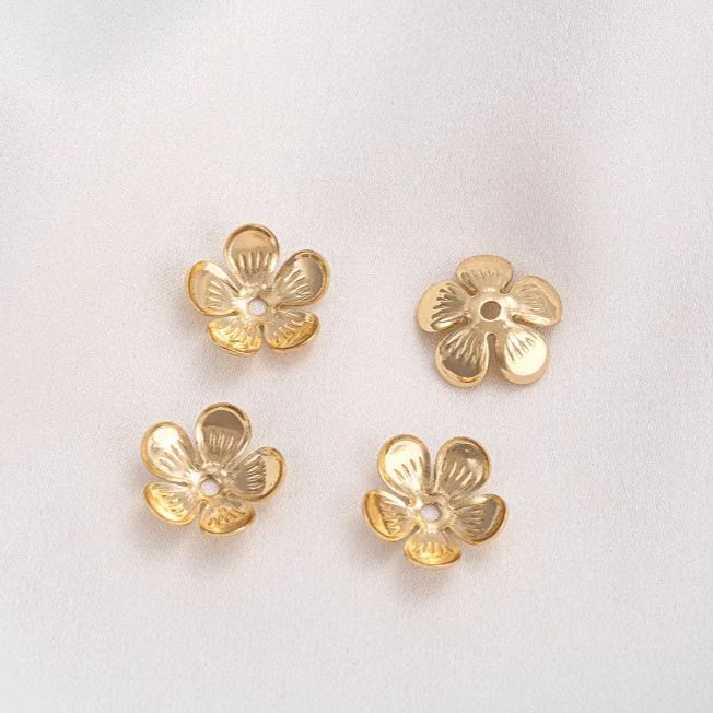 Gold Plated Flower Shaped Bead Cap Spacer Accessory 10pcs
