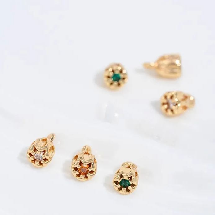 Little Flower Pendant with Colored Cubic Zirconia Core