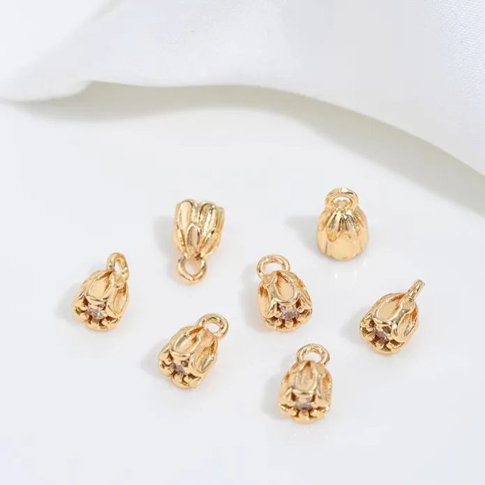 Little Flower Pendant with Colored Cubic Zirconia Core