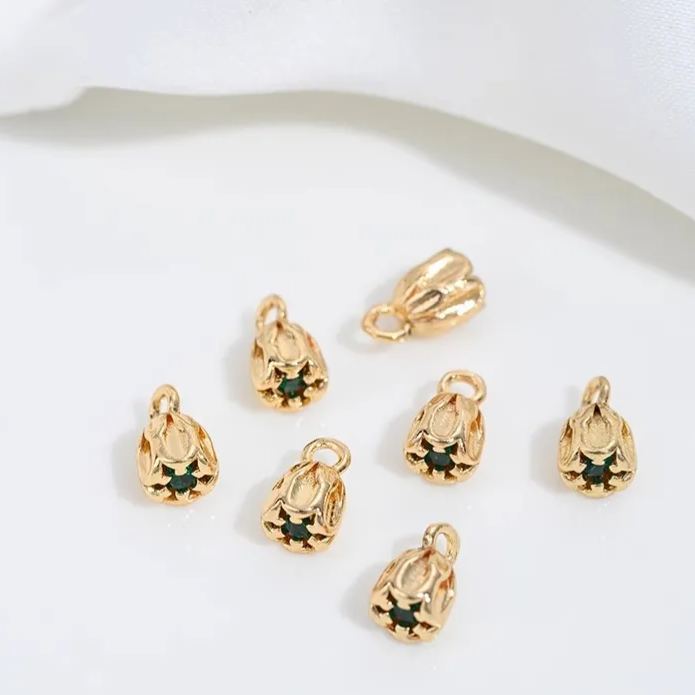 Little Flower Pendant with Colored Cubic Zirconia Core